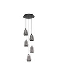 Nova Luce LED Pendelleuchte Alish dimmbar 40W warmweiss 3000K Rauchgrau Schwarz Glas Metall Ø33cm 9416969