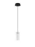 Nova Luce LED Pendelleuchte Lune 9W warmweiss 3000K Schwarz Chrom Stahl Glas Ø14cm 9520010