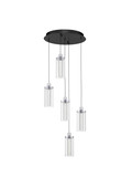 Nova Luce LED Pendelleuchte Lune dimmbar 38W warmweiss 3000K Schwarz Chrom Stahl Glas Ø38cm 9520011