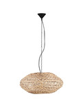 Nova Luce Pendelleuchte Bola E27 Schwarz Beige Textil Rattan Ø58cm 9586523