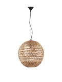 Nova Luce Pendelleuchte Bola E27 Schwarz Beige Textil Rattan Ø50cm 9586524
