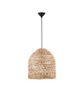 Nova Luce Pendelleuchte Bola E27 Schwarz Beige Textil Rattan Ø40cm 9586525