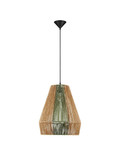 Nova Luce Pendelleuchte Dena E27 Grün Schwarz Natur Stahl Seil Ø39cm 9586603