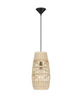 Nova Luce Pendelleuchte Riu E27 Natur Schwarz Stahl Rattan Ø22cm 9586631
