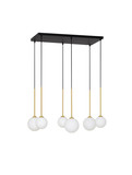 Nova Luce Pendelleuchte Savoy 6-flammig 6xG9 Gold Schwarz Opal Glas Metall 77x34cm 9620158