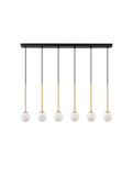 Nova Luce Pendelleuchte Savoy 6-flammig 6xG9 Gold Schwarz Opal Glas Metall 100x11cm 9620159