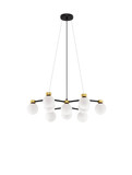 Nova Luce Pendelleuchte Ovalino 10-flammig 10xG9 Gold Schwarz Opal Glas Metall 66x63cm 9620161