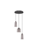Nova Luce LED Pendelleuchte Dione 15W warmweiss 3000K Rauchgrau Schwarz Aluminium Stahl Ø35cm 9695273