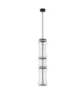Nova Luce LED Pendelleuchte Anapnoe dimmbar 39W warmweiss 3000K Bewegungsmelder Schwarz Stahl Glas Ø21,5cm 9695284