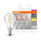 3-er Pack Osram Base E14 LED Filament Lampe 4W 470Lm warmweiss = wie 40W Glühbirnen