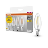 4er-Pack OSRAM LED Kerze E14 Base Classic Filament B40 4W 470lm Warmweiss 2700K wie 40W 4099854122088
