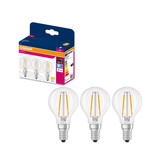 3er-Pack OSRAM LED Lampe E14 Classic Filament P25 1.8W 250lm Neutralweiss 4000K wie 25W 4099854557385