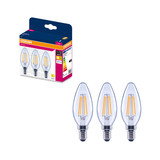 3er-Pack OSRAM LED Kerze E14 Classic Filament B75 7.5W 1055lm Warmweiss 2700K wie 75W 4099854560774