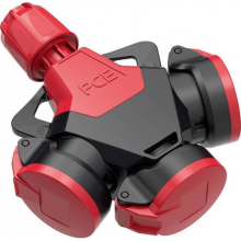 3-Wege-Schutzkontakt-Kupplung mit Klappdeckel Vollgummi IP54 250V 16A PCE 253622-sr