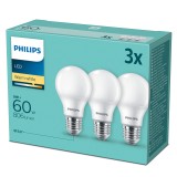 3er-Set Philips LED E27 Birne 9W warmweiss 2700K 8718699733803 wie 60W
