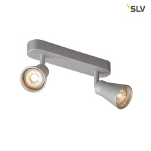 SLV 1000891 AVO CW Double Indoor Wand- und Deckenaufbauleuchte QPAR51 silber max. 50W