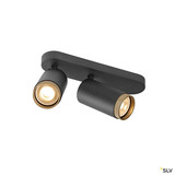 SLV 1009097 GRIP! L, SPOT CL, double, QPAR51, Deckenaufbauleuchte, zylindrisch, 2 x max. 6 Watt, schwarz / gold