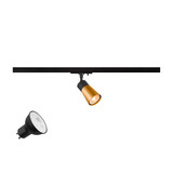 SLV 1012055 PURI 2.0 Lamp Set, Cone, 1-Phasen Spot, inkl. PAR16 GU10, 3000K, GU10, 6W, Phase, 38°, schwarz / goldfarben