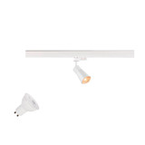 SLV 1012079 PURI 2.0 Lamp Set, Cone, 3-Phasen Spot, inkl. PAR16 GU10, 2700K, GU10, 6W, Phase, 38°, weiß