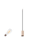 SLV 1012091 FITU Lamp Set, PD, Stone, inkl. E27 Lampe und 3PH. Adapter, 3-Phasen Pendelleuchte, Pendellänge 5m, 2700K, E27, 15W, Phase, 320°, beige