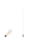 SLV 1012094 FITU Lamp Set, PD, inkl. E27 Lampe und 3PH. Adapter, 3-Phasen Pendelleuchte, Pendellänge 5m, 2700K, E27, 15W, Phase, 320°, weiß