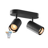 SLV 1012506 ASTO TUBE Smart Set, CW, Double, GU10, PAR16, ZIGBEE, TW, Wand- und Deckenaufbauleuchte, schwarz