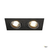 SLV 113482 NEW TRIA 2, Einbauleuchte, zweiflammig, QR-C51, rechteckig, schwarz, max. 100W, inkl. Clipfedern