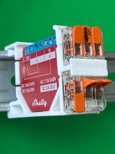 SOIXX Hutschienenhalterung für Shelly Wave, PLUS, Gen3, Gen4 mit 2x WAGO 90 Grad Weiß