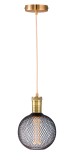 WOFI Pendelleuchte Nala E27 Messing gefärbt + Bioledex LIMA LED Lampe E27 G125 4W amber metallgitter