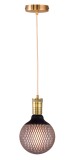 WOFI Pendelleuchte Nala E27 Messing gefärbt + Bioledex LIMA LED Lampe E27 G125 4W Warmweiss 270lm